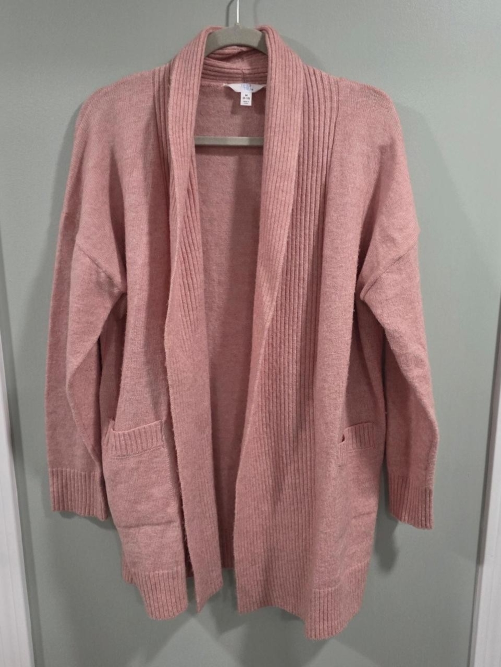 Time and Tru Dusty Pink Open-Front Shawl Collar Cardigan